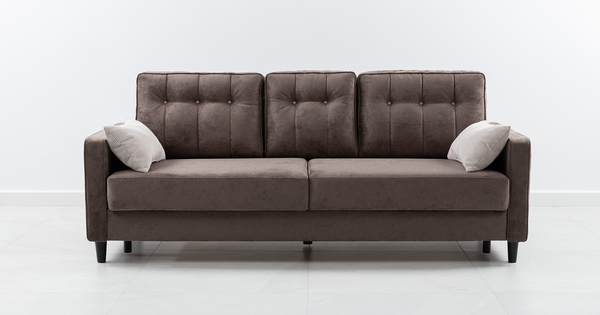 Диван-кровать прямой Арно ТД 564 велюр Лаки 06 коричневый перламутр, Vertical 910 молочно-серый