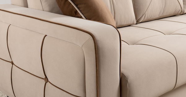 Диван-кровать прямой Черри ТД 284 велюр Irida 02 светло-бежевый, Эвита шоколад бежево-коричневый