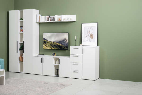 Прихожая Эйр композиция 2 белый PE шагрень, собирается на любую сторону