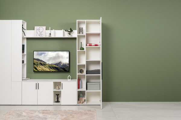 Гостиная Эйр композиция 1 белый PE шагрень, собирается на любую сторону