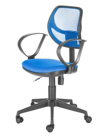 Кресло на колесах Флеш Рондо обивка ткань-сетка синее, подлокотники пластик, крестовина пластик, механизм профи