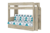 Кровать детская двухъярусная Карамель 75 Дуб Сонома, диван - велюр NILS MINT бирюзовые треугольники (сборка на любую сторону) спальное место верх 80х190, низ 120х185