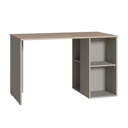 Стол письменный Лайт 12.163 серый шифер, дуб белый exclusive OW D4430, сборка на любую сторону, два варианта сборки тумбы