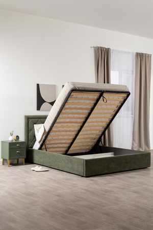 Кровать Марион 160 велюр OCEAN 012 темно-зеленый с ортопедическим основанием и подъемным механизмом (спальное место 160 х 200)