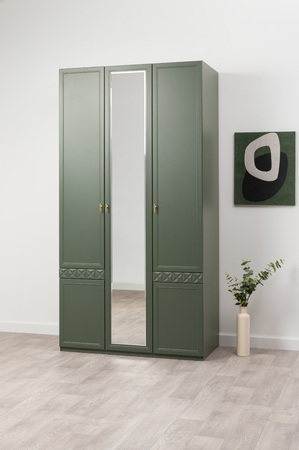 Шкаф для одежды Марион 16.340.03 дымчатый зеленый K521, олива шагрень AG 1050 ПВХ (собирается на любую сторону)
