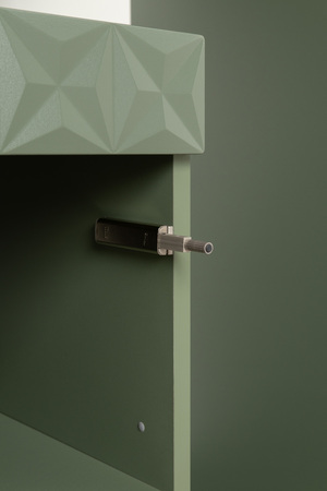 Шкаф для одежды Марион 16.340.03 дымчатый зеленый K521, олива шагрень AG 1050 ПВХ (собирается на любую сторону)