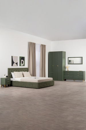 Шкаф-пенал Марион 16.340.01 дымчатый зеленый K521, олива шагрень AG 1050 ПВХ (собирается на любую сторону)