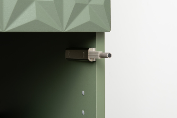 Шкаф-пенал Марион 16.340.01 дымчатый зеленый K521, олива шагрень AG 1050 ПВХ (собирается на любую сторону)