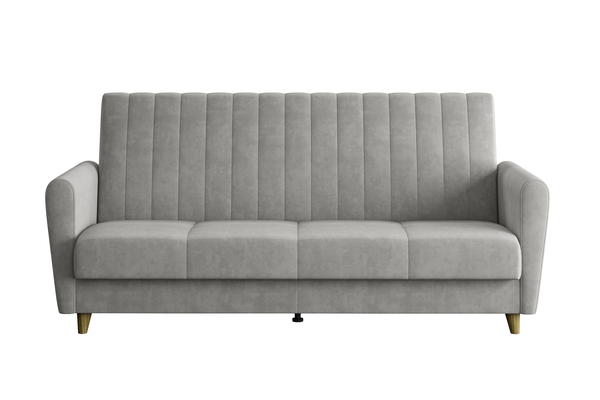 Диван-кровать прямой Монако велюр Вивальди 7 светло-серый с пружинным блоком (высота опор - 120мм)