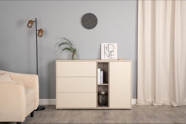 Комод Тайл 16.237 сатин 7045 SU, эмили блаш U9135, белый PE шагрень, собирается на любую сторону