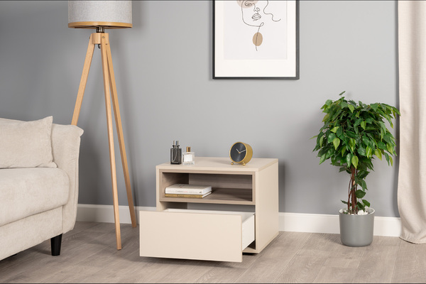 Тумба прикроватная Тайл 16.164 сатин 7045 SU, эмили блаш U9135, белый PE шагрень